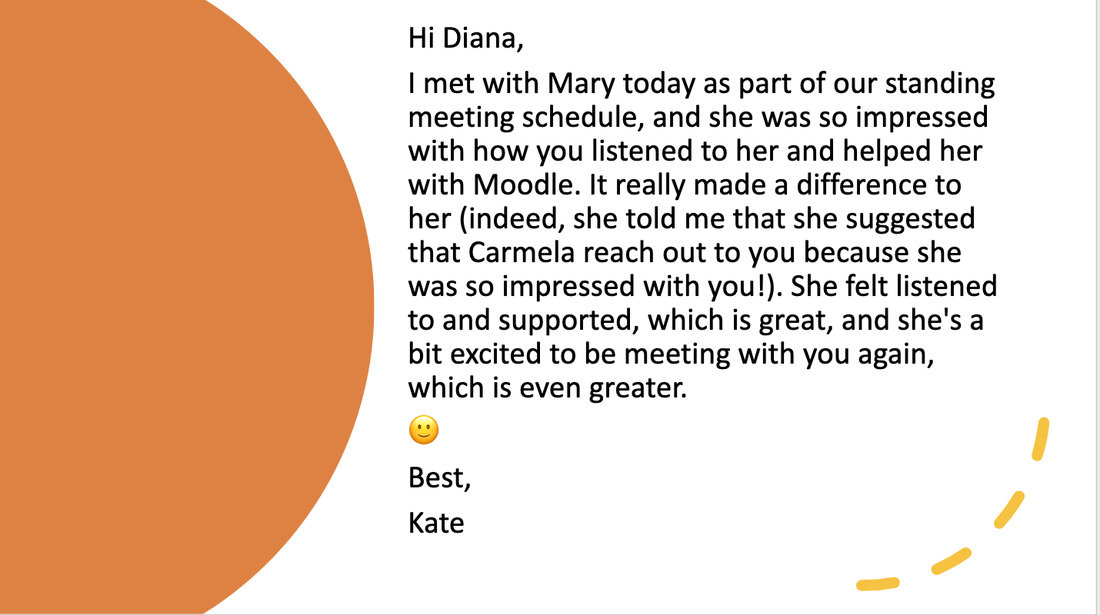 screenshot of an email from Kate to Diana that reads, in part, 